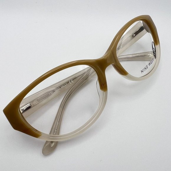 Nine West 0JGJ 00 Cat Eye Oval Full Flex Eyeglass Frames Camel Beige 53-16-130